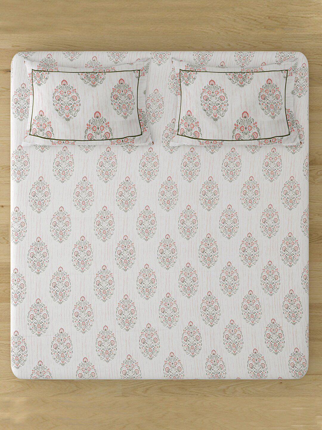 

Sangria Floral 120 TC King Bedsheet with 2 Pillow Covers, Cream