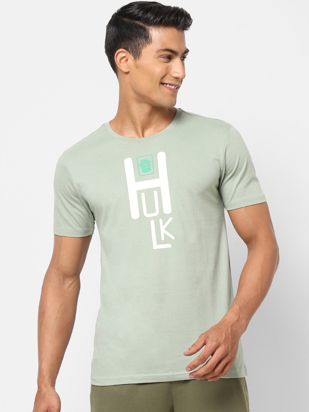 

Ajile by Pantaloons Men Green Printed Cotton Lounge T-shirts