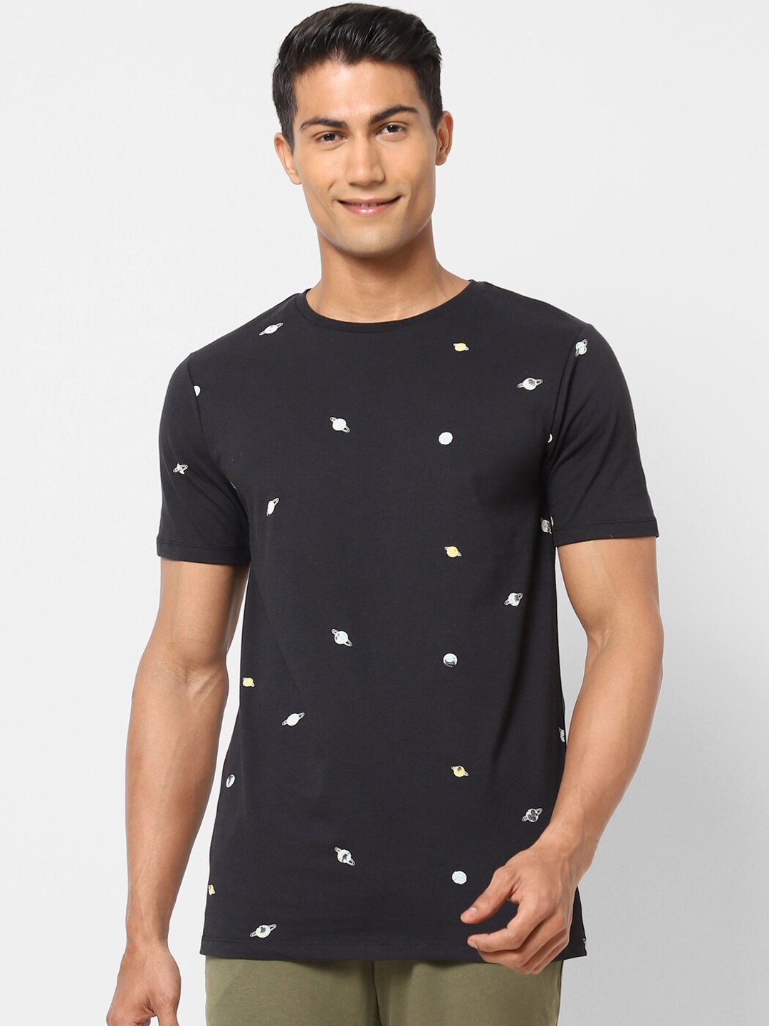 

Ajile by Pantaloons Men Printed Black Lounge Tshirts