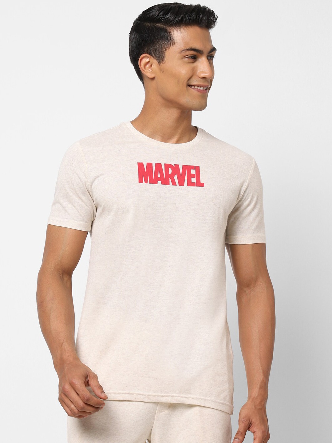 

Ajile by Pantaloons Men Cream-Colored Printed Cotton Lounge Tshirts