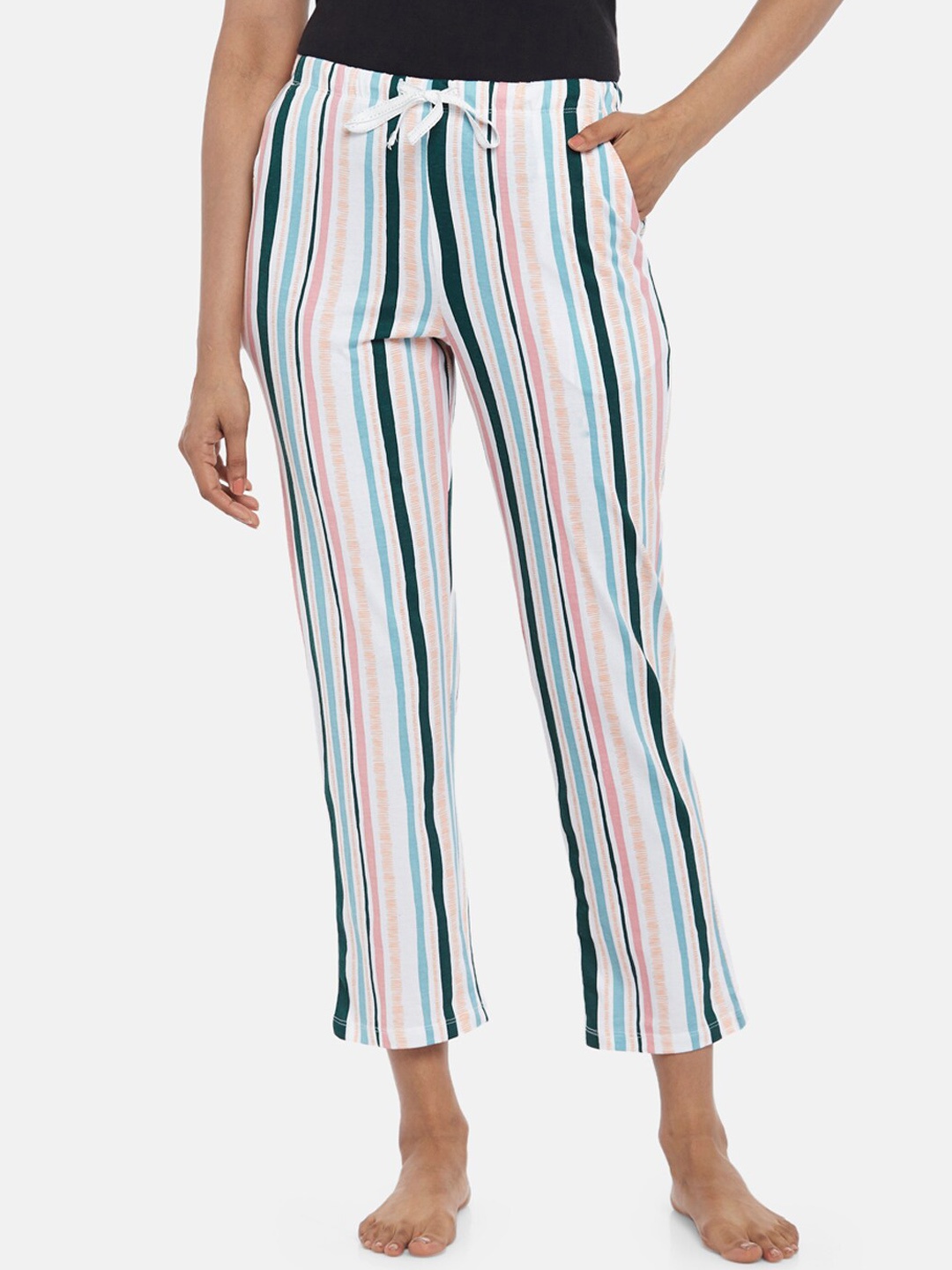 

Dreamz by Pantaloons Women Multicolored Striped Lounge Pants, Multi