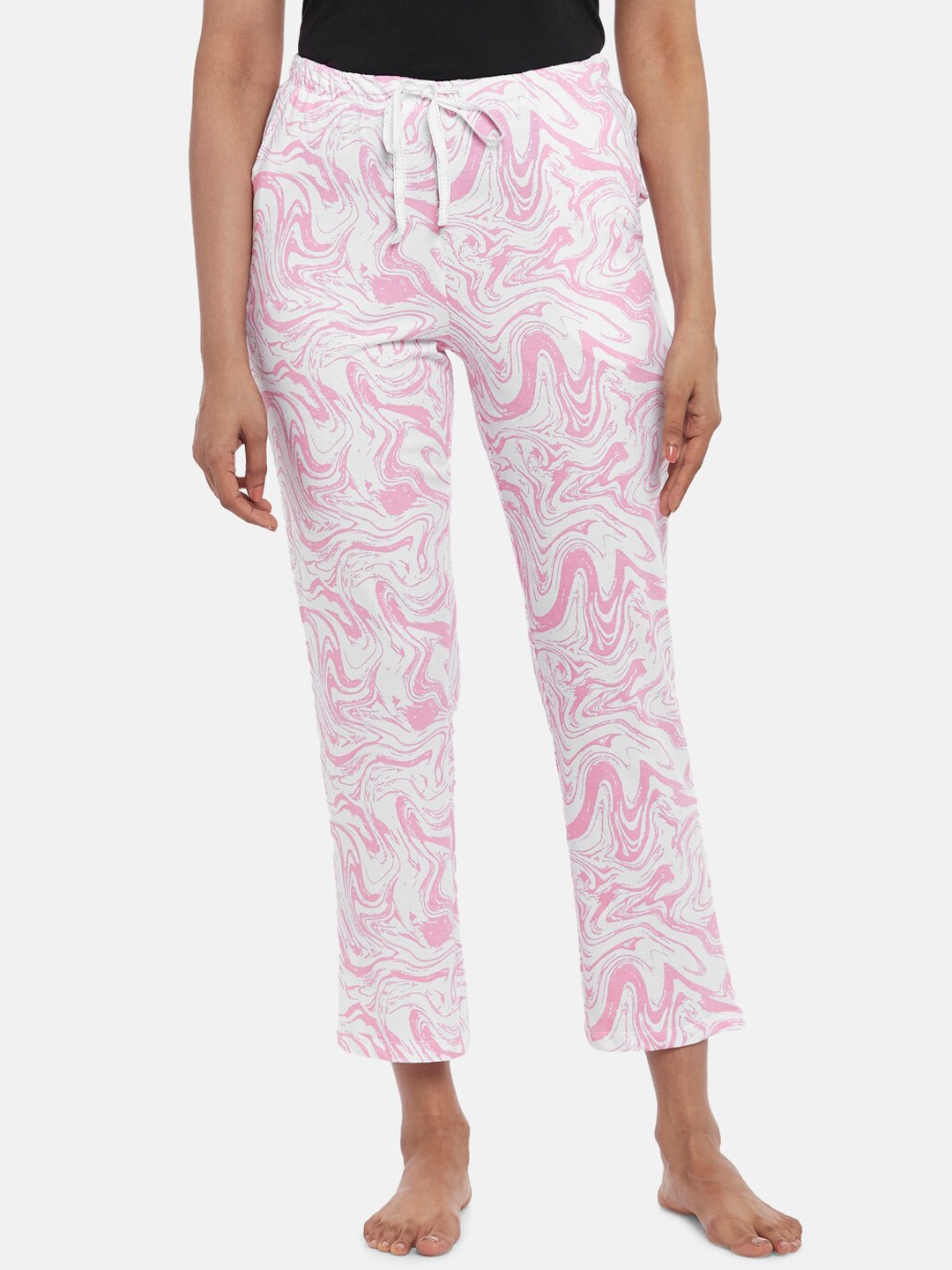

Dreamz by Pantaloons Women Pink Printed Cotton Mid-Rise Lounge Pants