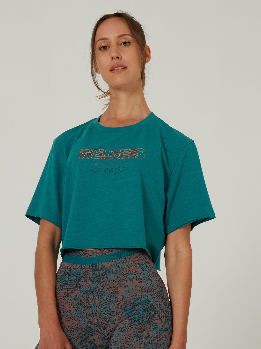 

NYAMBA By Decathlon Women Green Typography Printed T-shirt