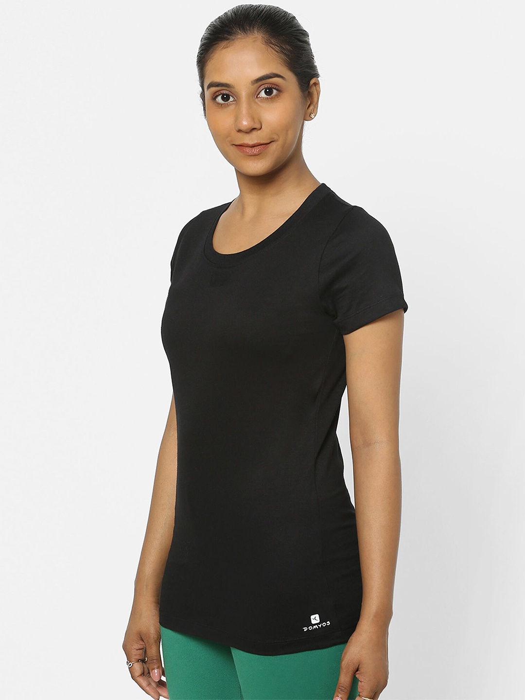 

NYAMBA By Decathlon Women Black Pure Cotton T-shirt