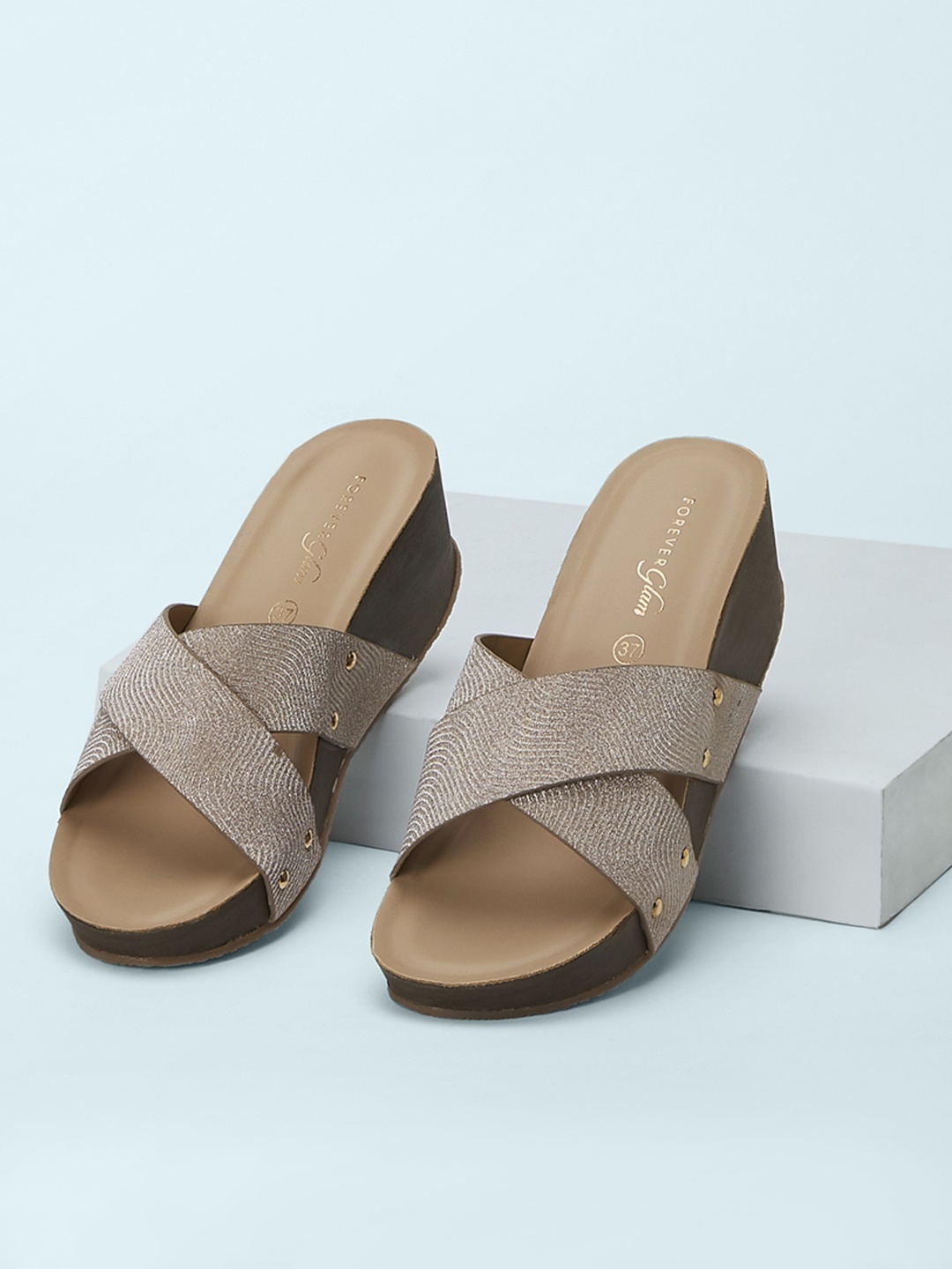 

Forever Glam by Pantaloons Embellished Wedge Heels, Rose gold
