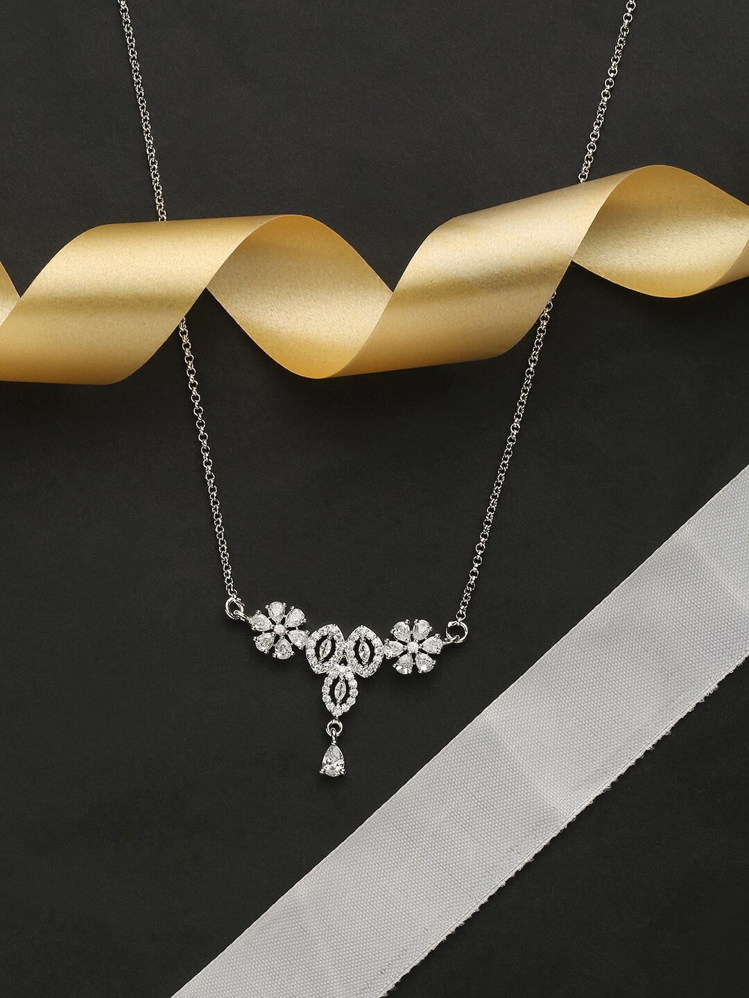 

HOT AND BOLD Women Silver-Toned & White Brass Silver-Plated Necklace