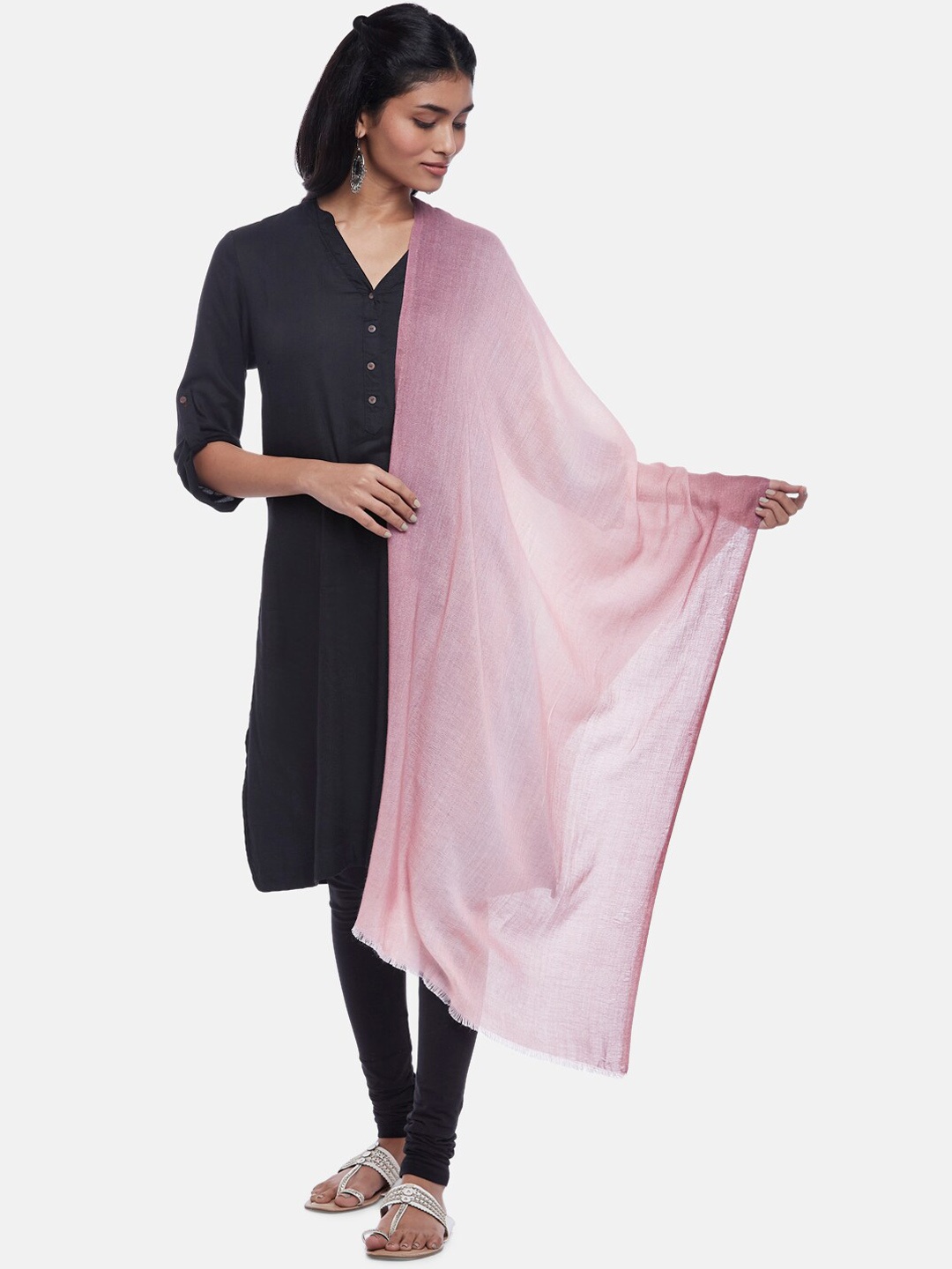 

RANGMANCH BY PANTALOONS Women Pink Solid Acrylic Shawl
