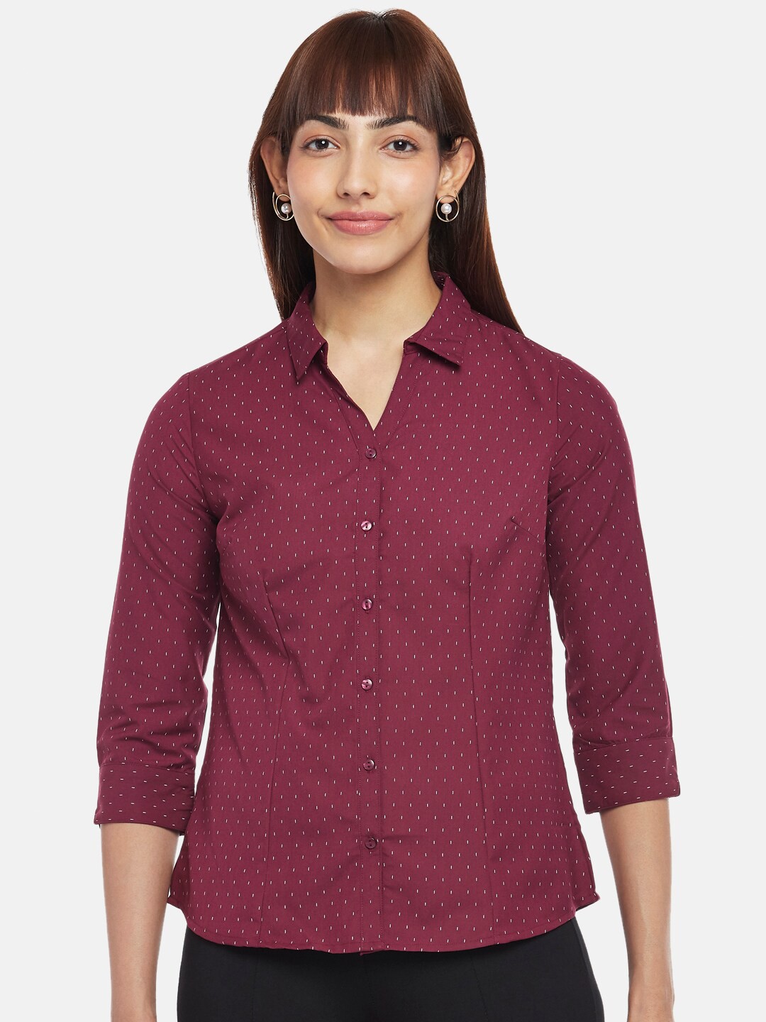

Annabelle by Pantaloons Women Maroon Printed Formal Shirt