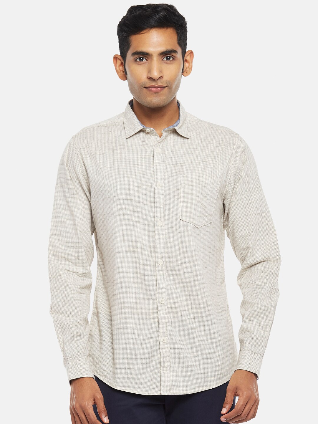 

BYFORD by Pantaloons Men Off White Casual Shirt