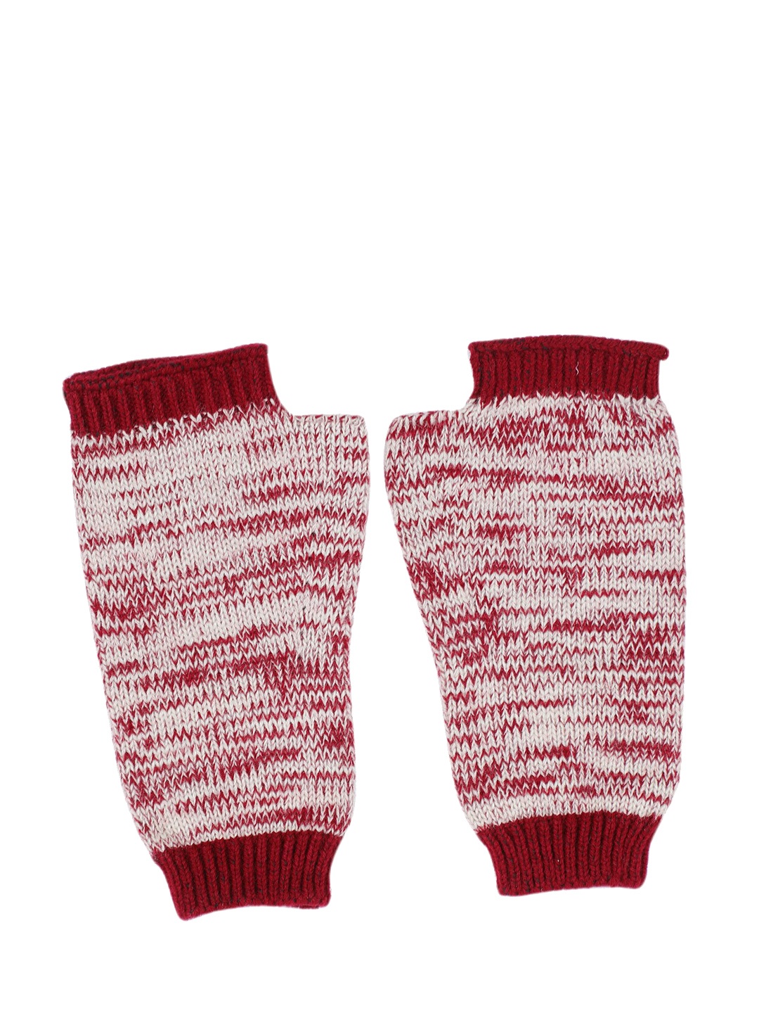 

Bharatasya Women Maroon & Grey Knitted Winter Mitten Gloves