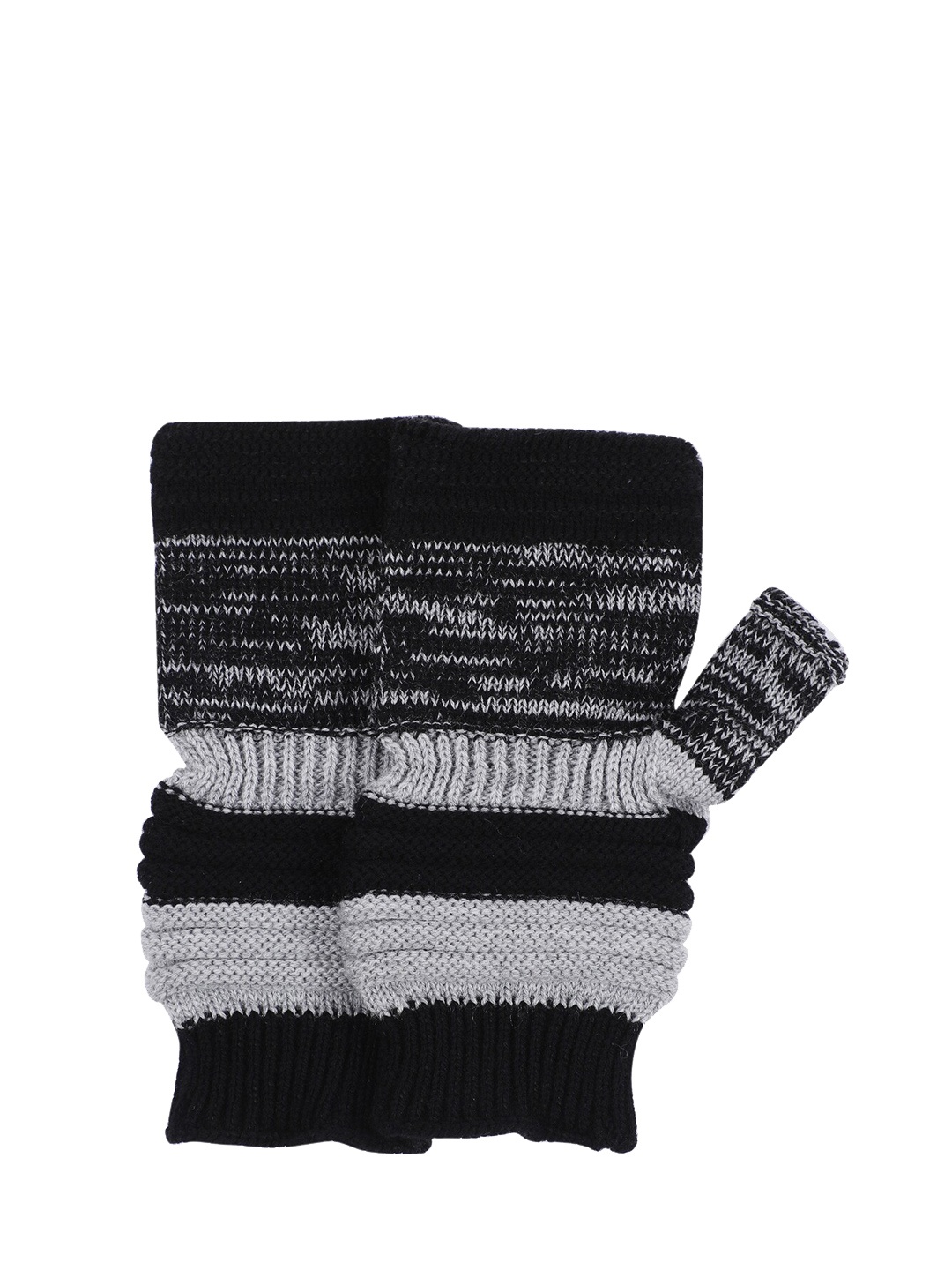 

Bharatasya Women Black & Grey Heathered Knitted Winter Gloves