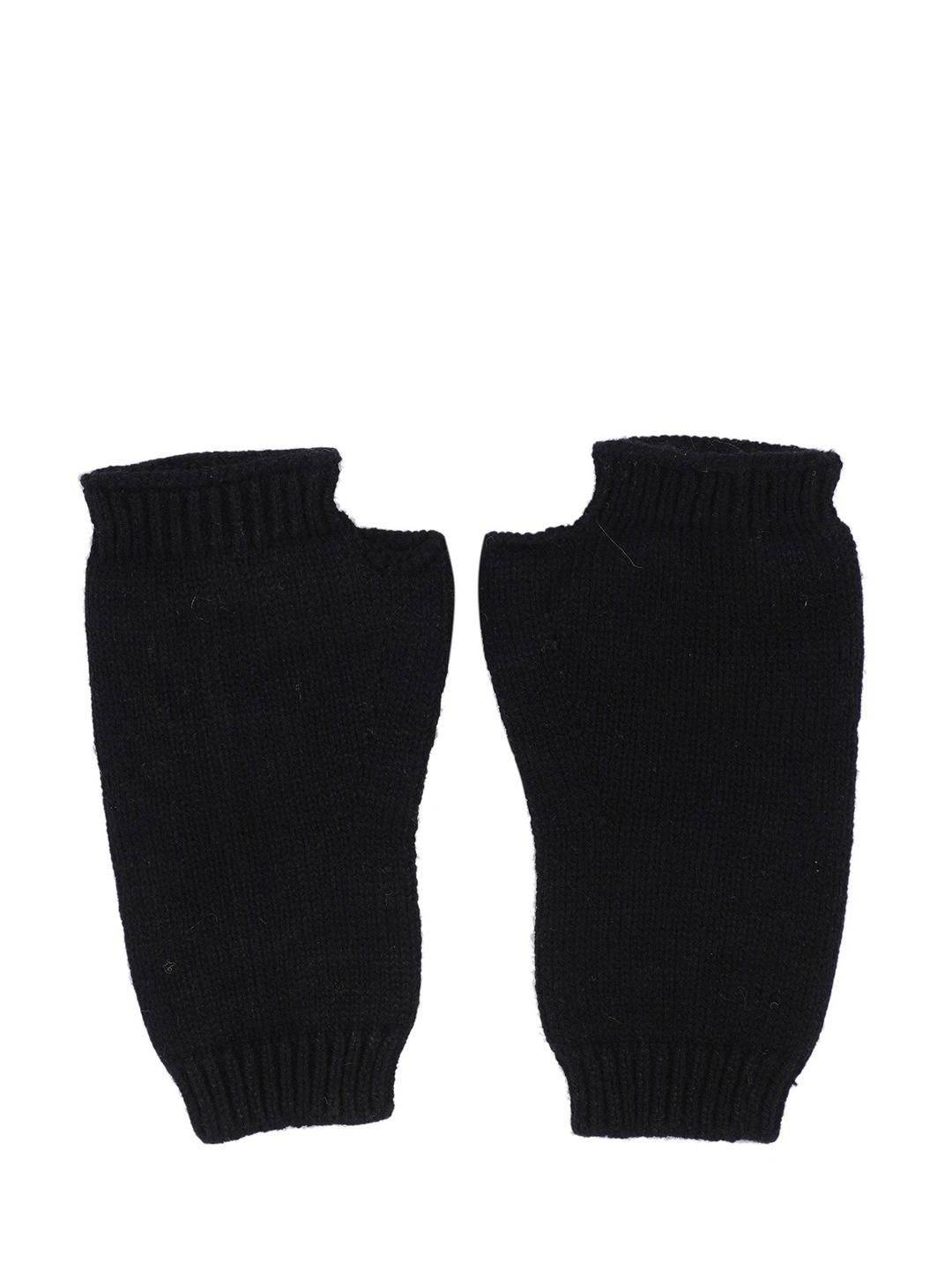 

Bharatasya Women Black Knitted Winter Mitten Gloves