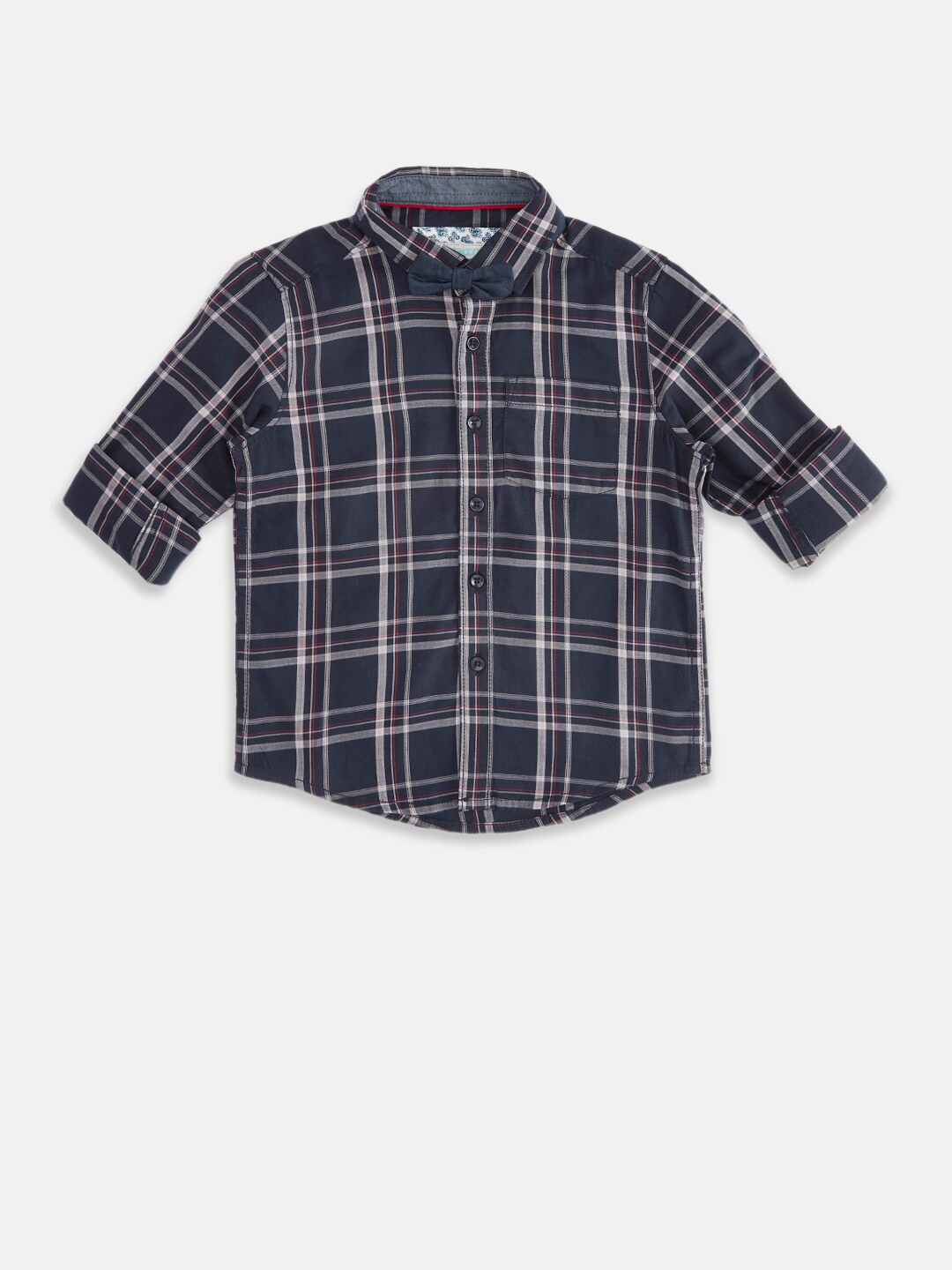 

Pantaloons Junior Boys Navy Blue Tartan Checks Checked Party Shirt