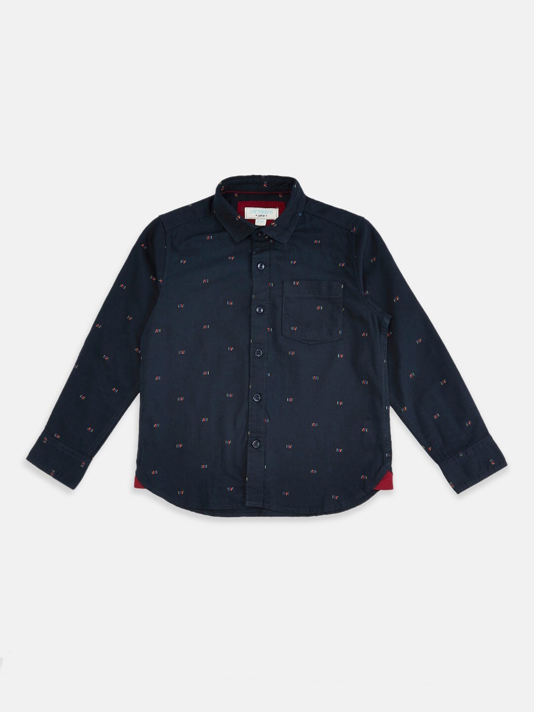 

Pantaloons Junior Boys Navy Blue Printed Party Shirt