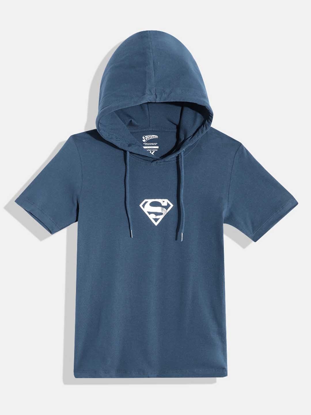 

Kook N Keech Marvel Teens Boys Pure Cotton Superman Printed Hooded T-shirt, Teal