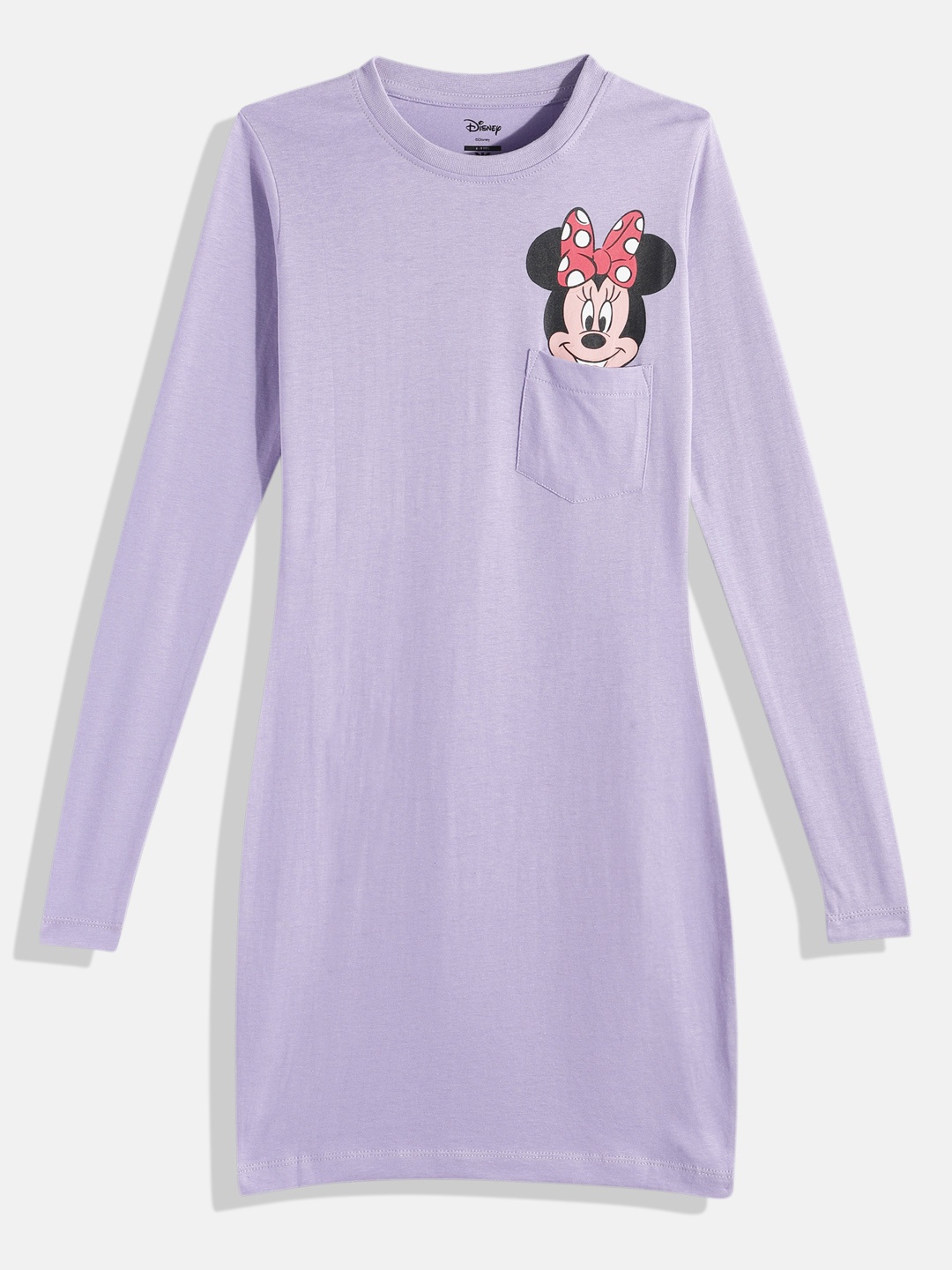 

Kook N Keech Disney Teens Girls Minnie Mouse Printed Pure Cotton T-shirt Dress, Lavender