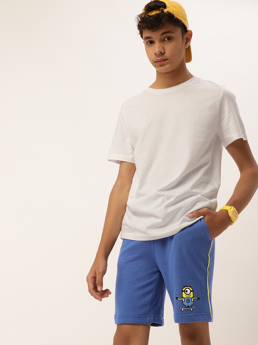 

Minions by Kook N Keech Teens Boys Blue Pure Cotton Minions Print Shorts