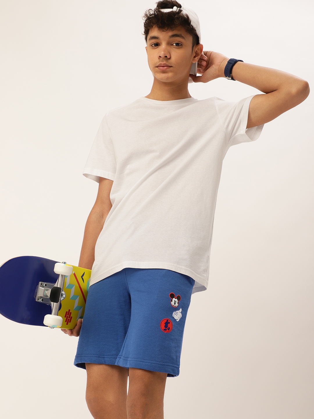

Kook N Keech Disney Teens Boys Blue Solid Regular Shorts with Printed Detail