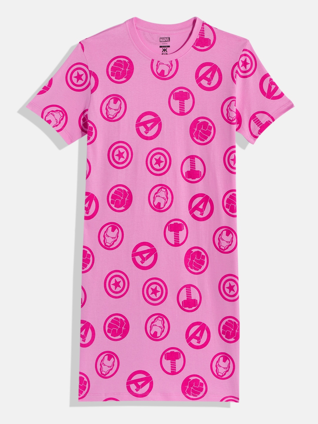 

Kook N Keech Marvel Teens Girls Printed Pure Cotton T-shirt Dress, Pink