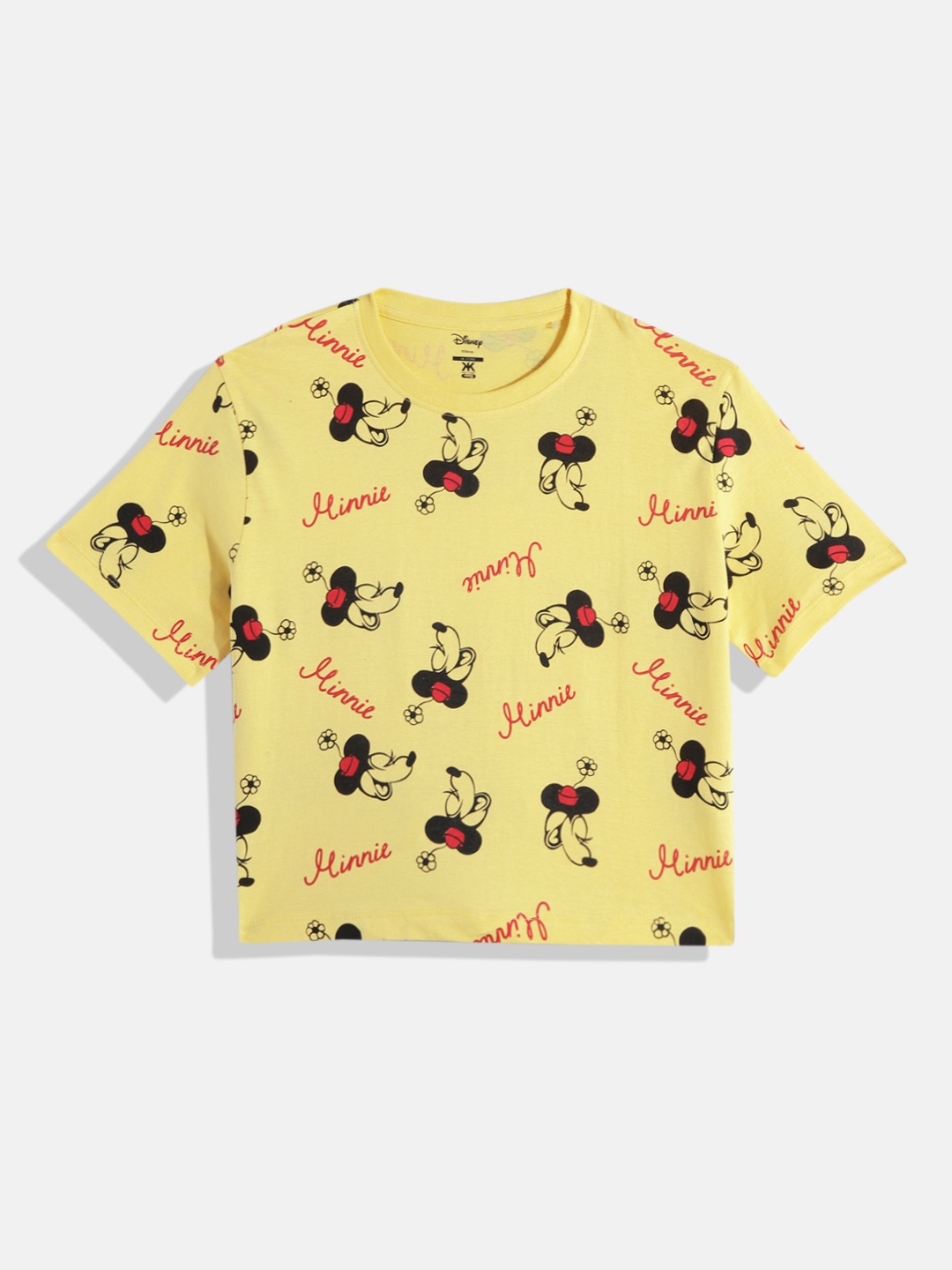

Kook N Keech Disney Teens Minnie Mouse Print Pure Cotton Boxy Top, Yellow