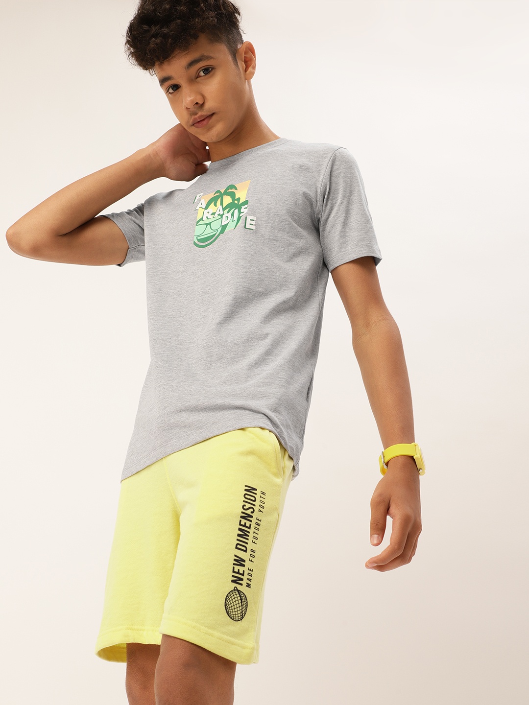 

Kook N Keech Teens Boys Yellow Typography Print Regular Shorts