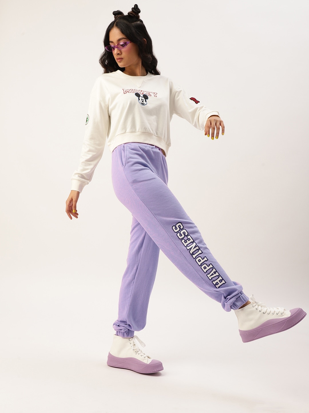 

Kook N Keech Teens Girls Lavender & White Typography Print Joggers
