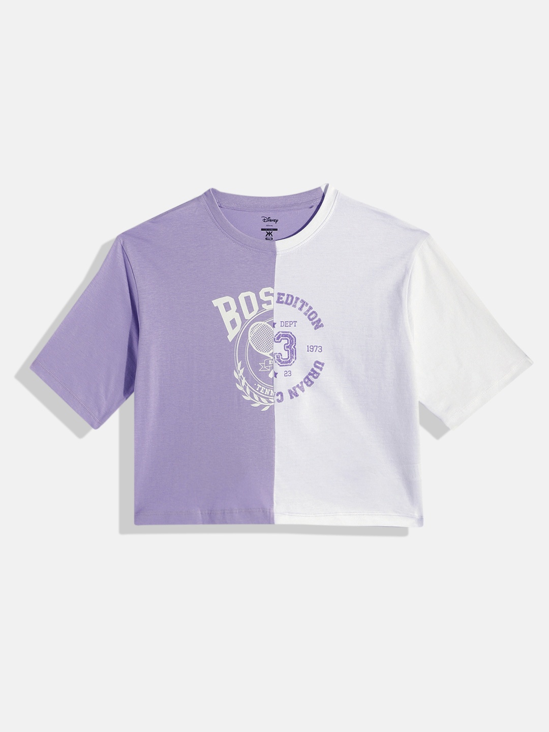 

Kook N Keech Teens Printed Pure Cotton Boxy Crop Top, Lavender