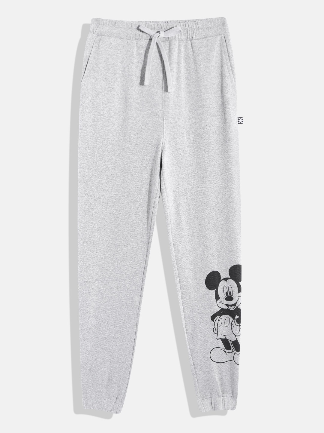 

Kook N Keech Disney Teens Grey Melange & Black Solid Joggers with Printed Detail