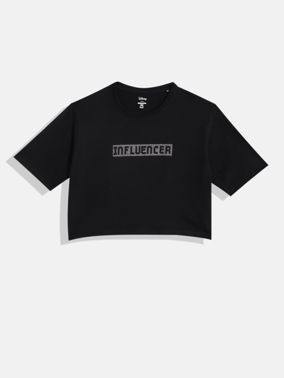 

Kook N Keech Teens Girls Printed Pure Cotton Boxy Crop Top, Black