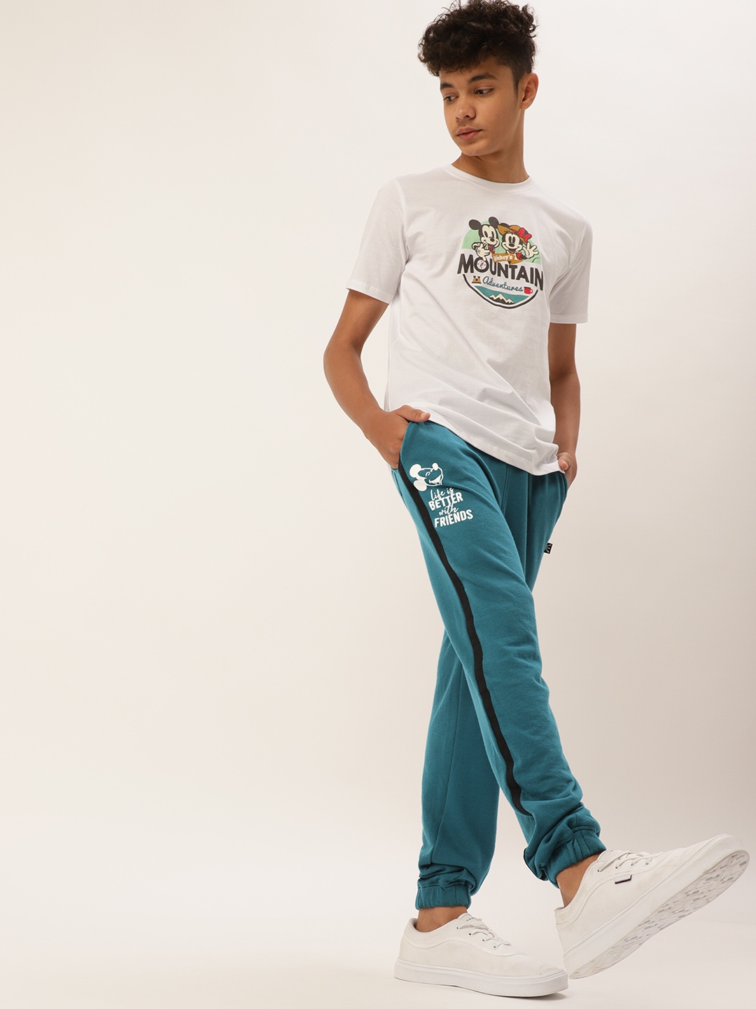 

Kook N Keech Disney Teens Boys Blue & Black Printed Joggers
