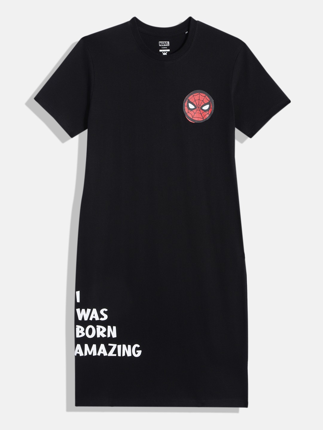 

Kook N Keech Marvel Teens Girls Printed Pure Cotton T-shirt Dress, Black