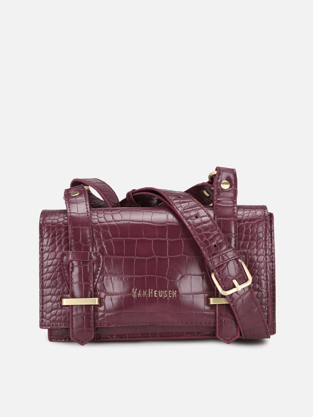 

Van Heusen Woman Women Maroon Animal Textured PU Structured Satchel