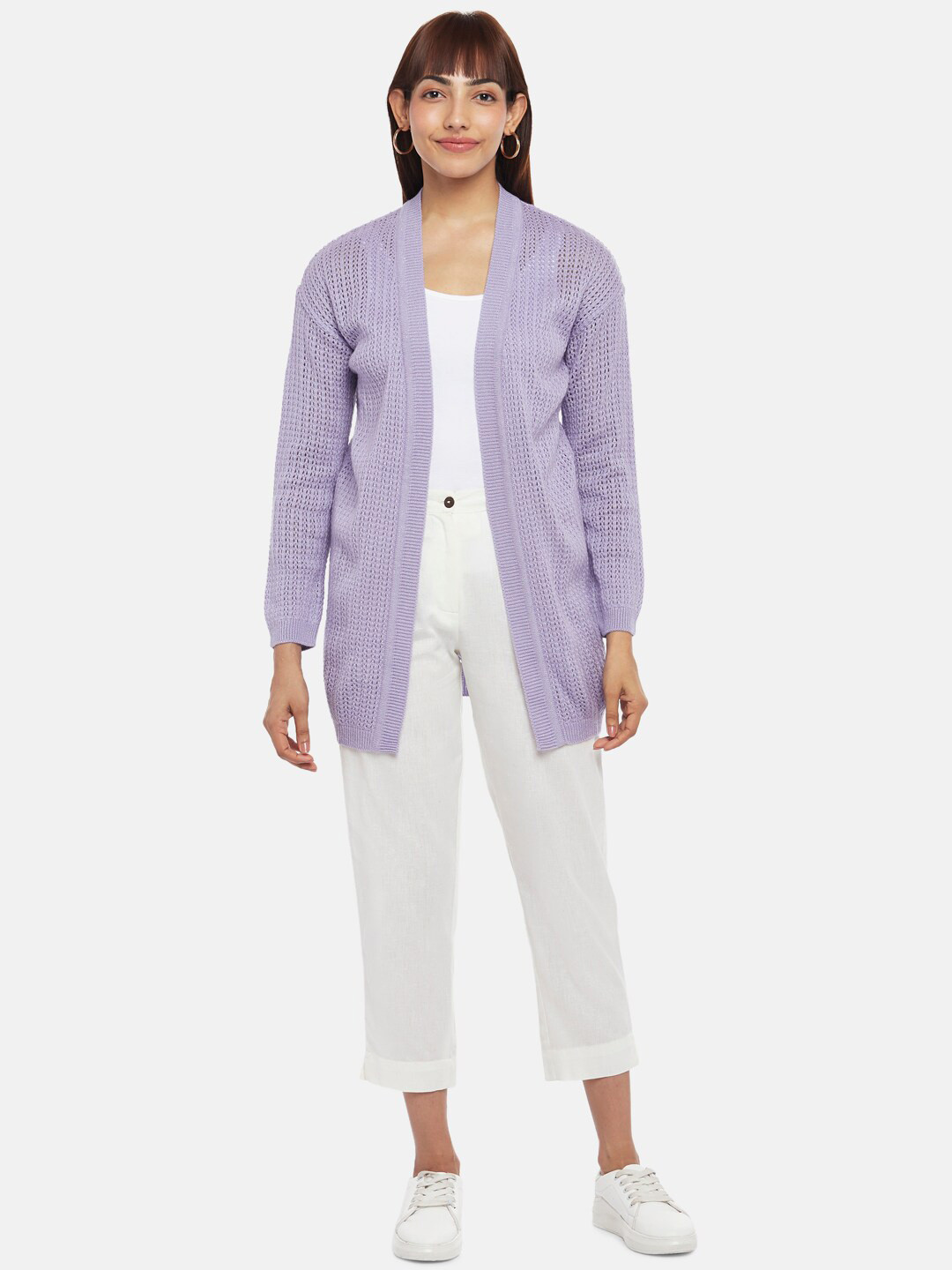 

AKKRITI BY PANTALOONS Women Purple Longline Shrug