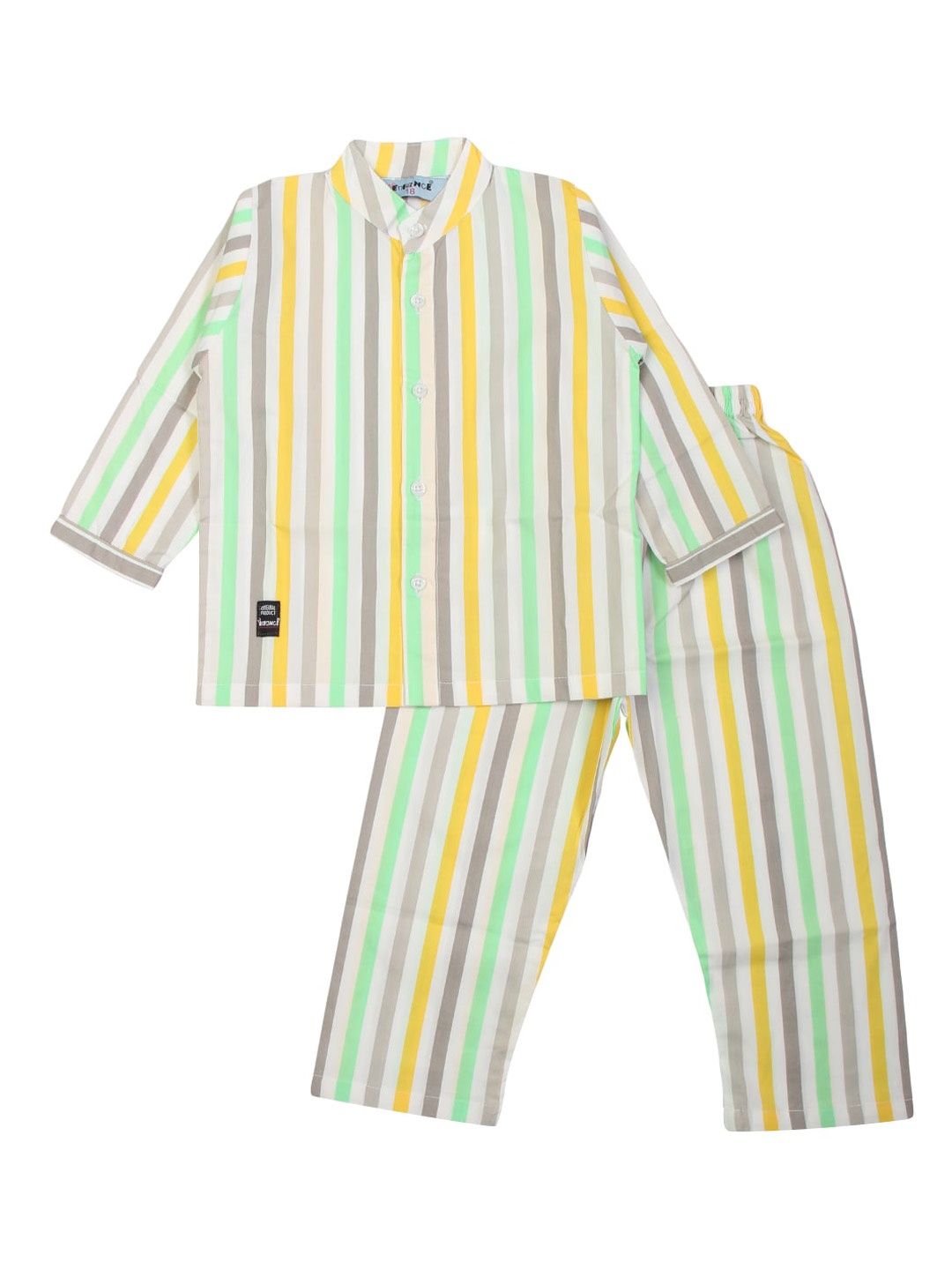 

Enfance Unisex Kids Multicolor Striped Printed Pure Cotton Night suit, Multi