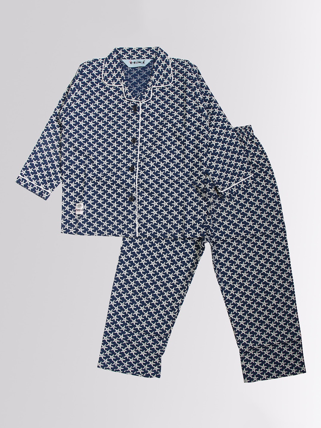 

Enfance Kids Navy Blue & White Printed Night suit