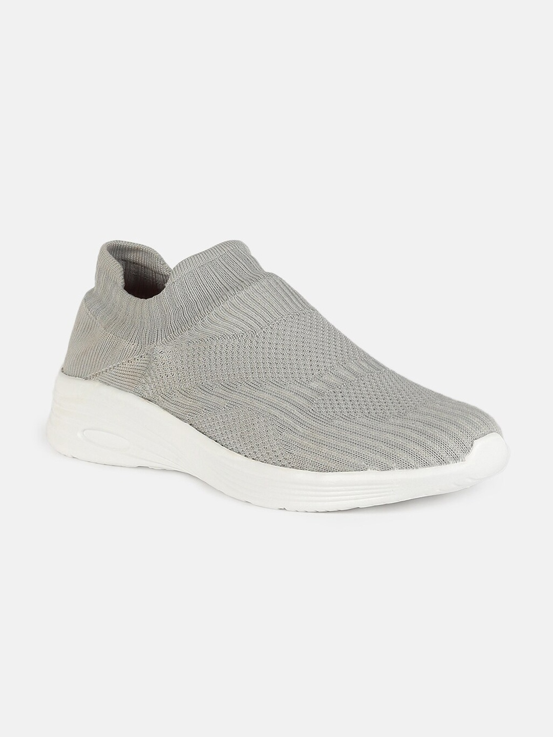 

HIGHLANDER Men Textured Knitted Slip-On Sneakers, Grey