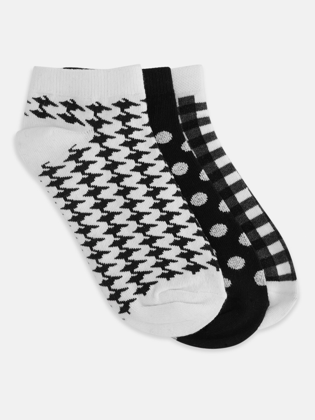 

Honey by Pantaloons Women Pack Of 3 Patterned Ankle-Length Socks, Black