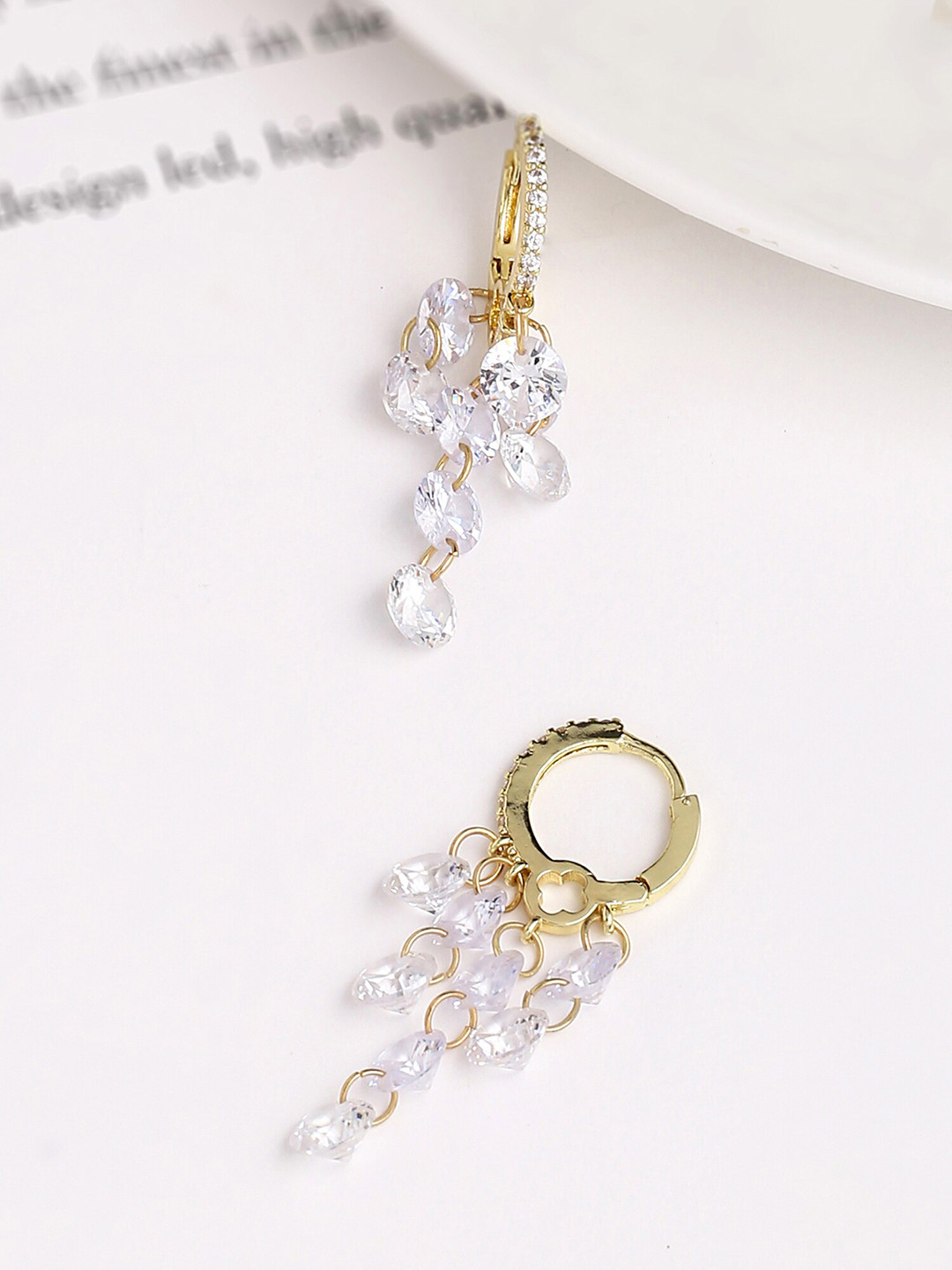 

Unwind by Yellow Chimes Gold-Toned & White Contemporary Hoop Earrings