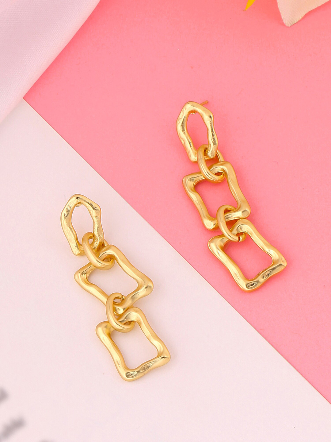 

Unwind by Yellow Chimes Gold-Plated Contemporary Drop Earrings