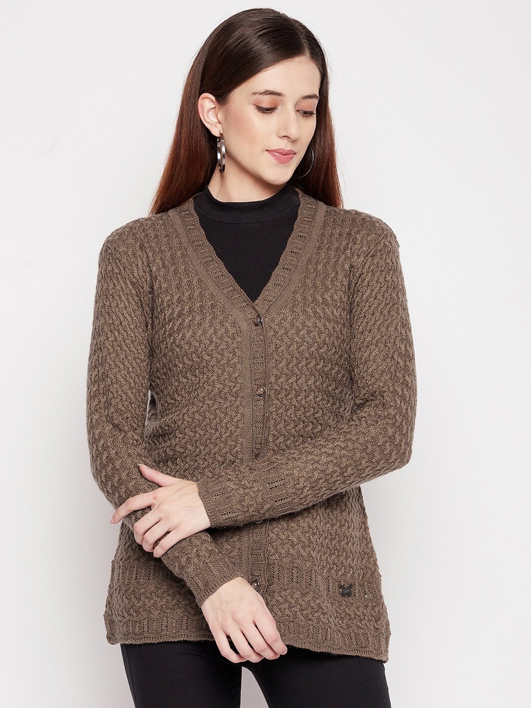 

Duke Women Brown Self Design Cardigan