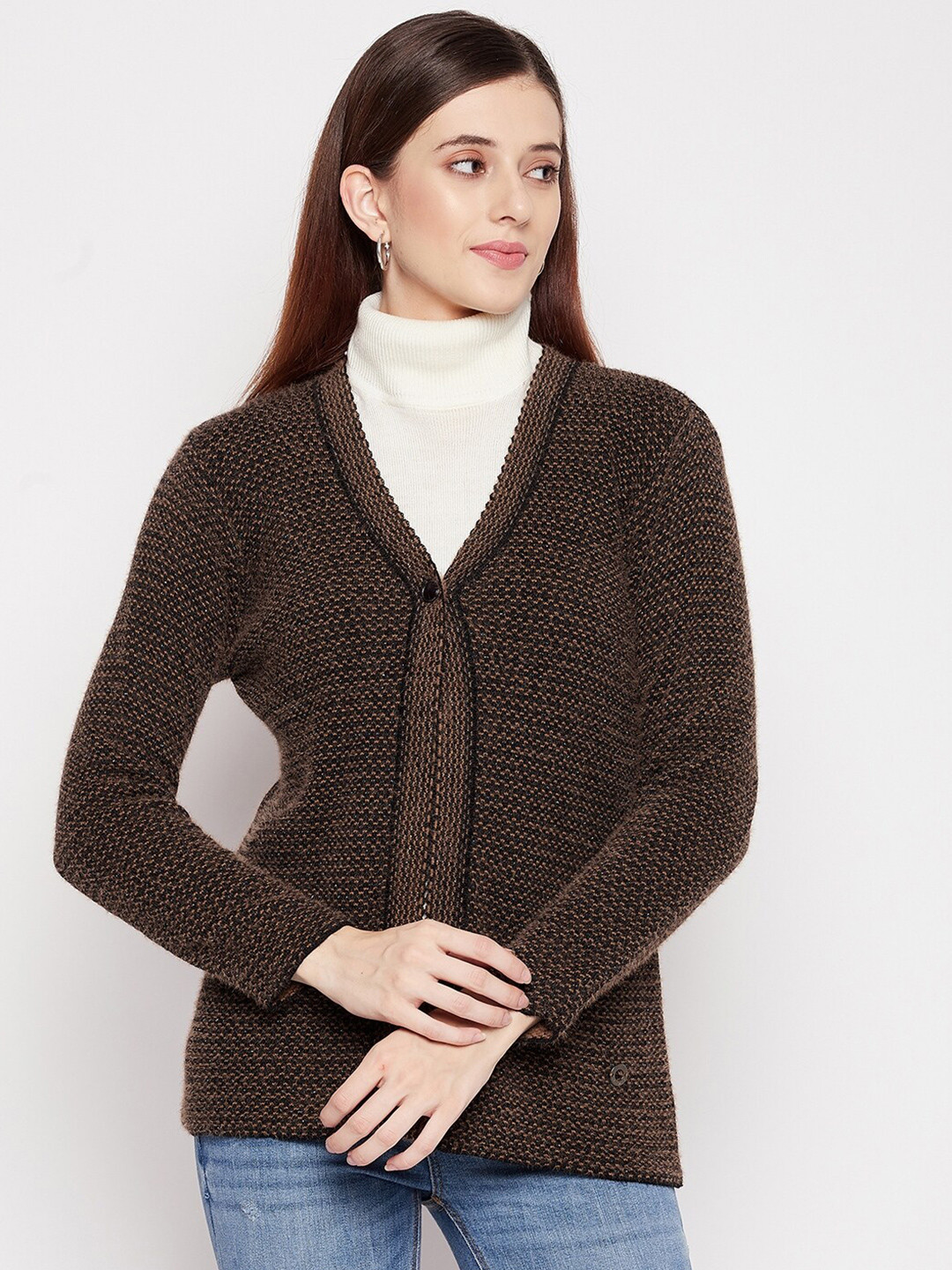 

Duke Women Brown Self Design Cardigan