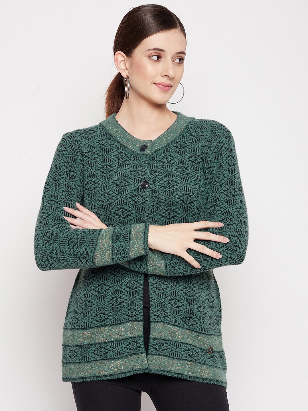 

Duke Women Green & Black Cardigan