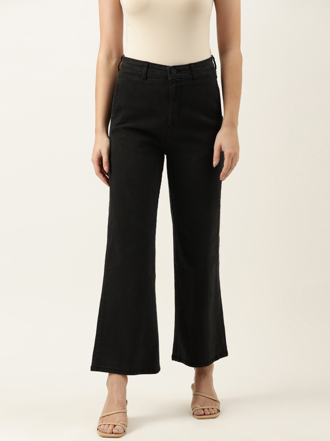 

IVOC Women Charcoal Wide Leg Stretchable Jeans