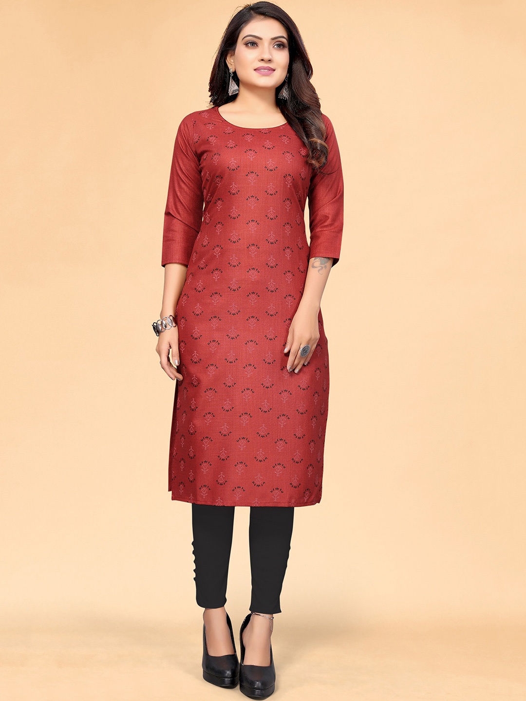 

KALINI Women Red Ethnic Motifs Printed Indigo Kurta