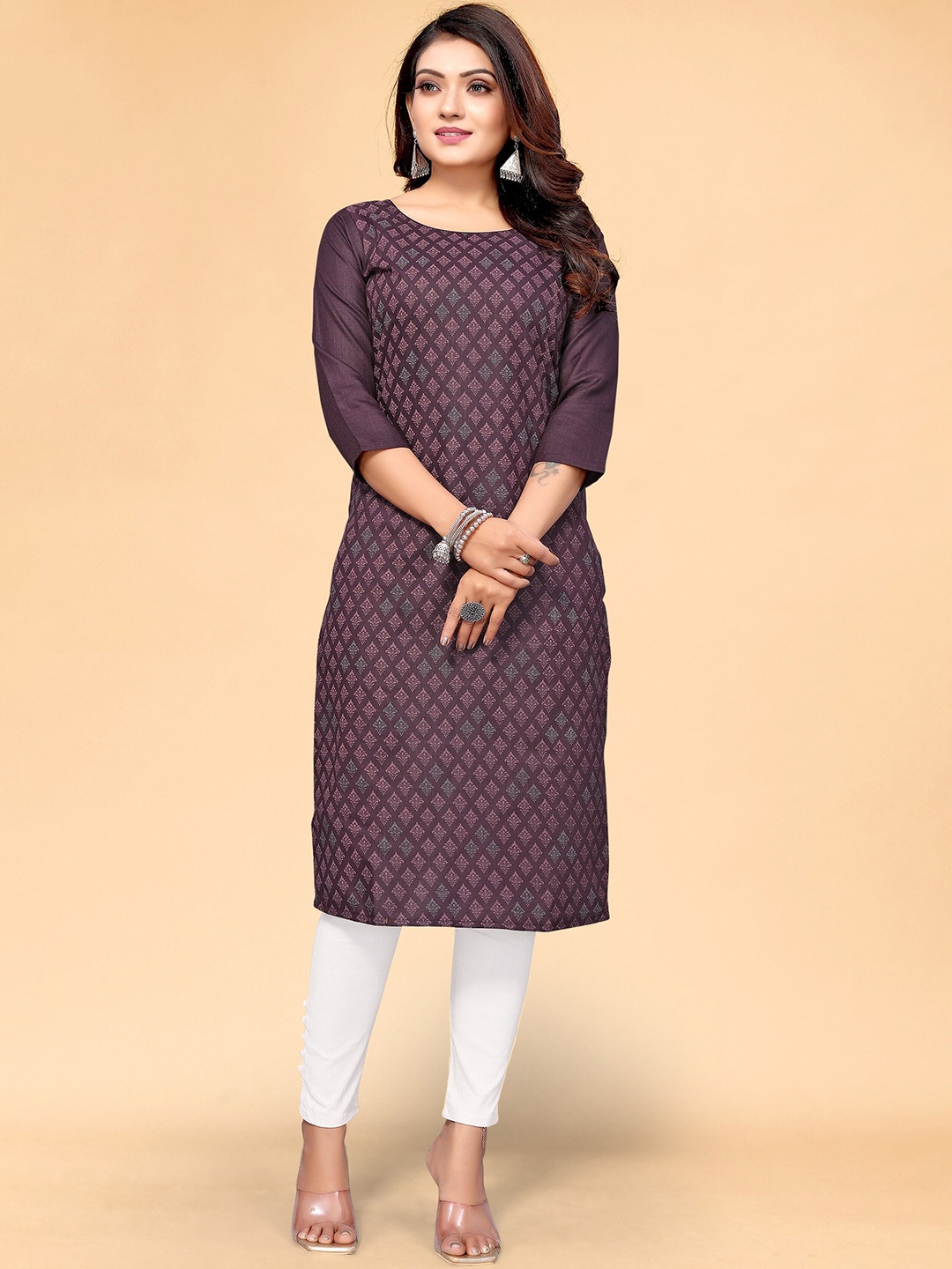 

KALINI Women Purple Ethnic Motifs Printed Indigo Kurta