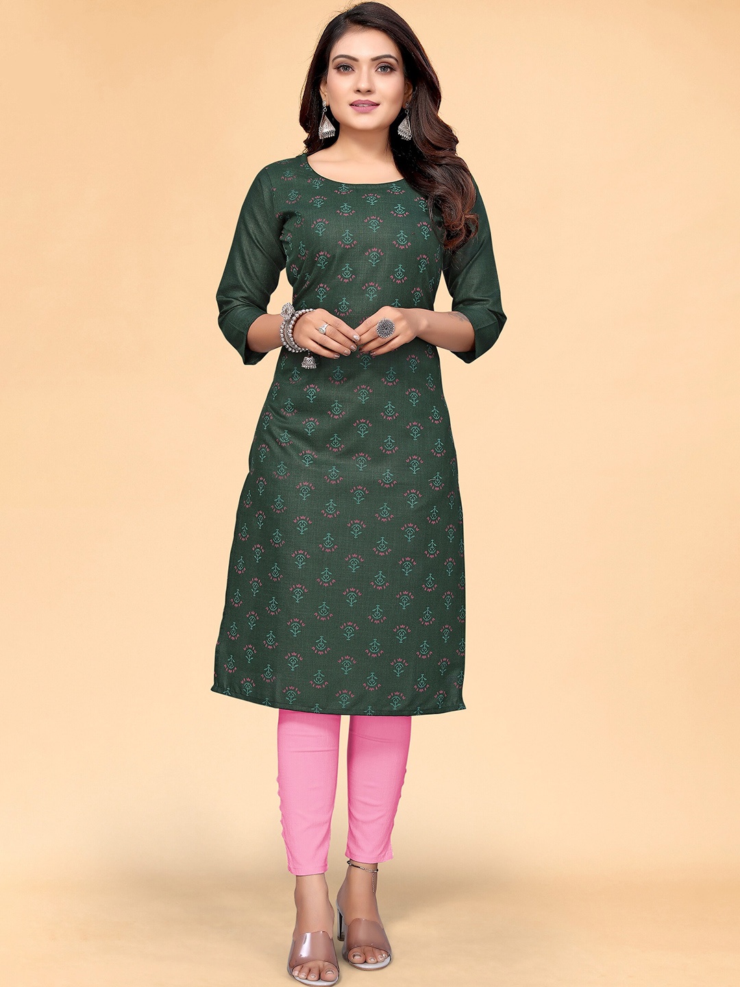 

KALINI Women Green Ethnic Motifs Printed Indigo Kurta
