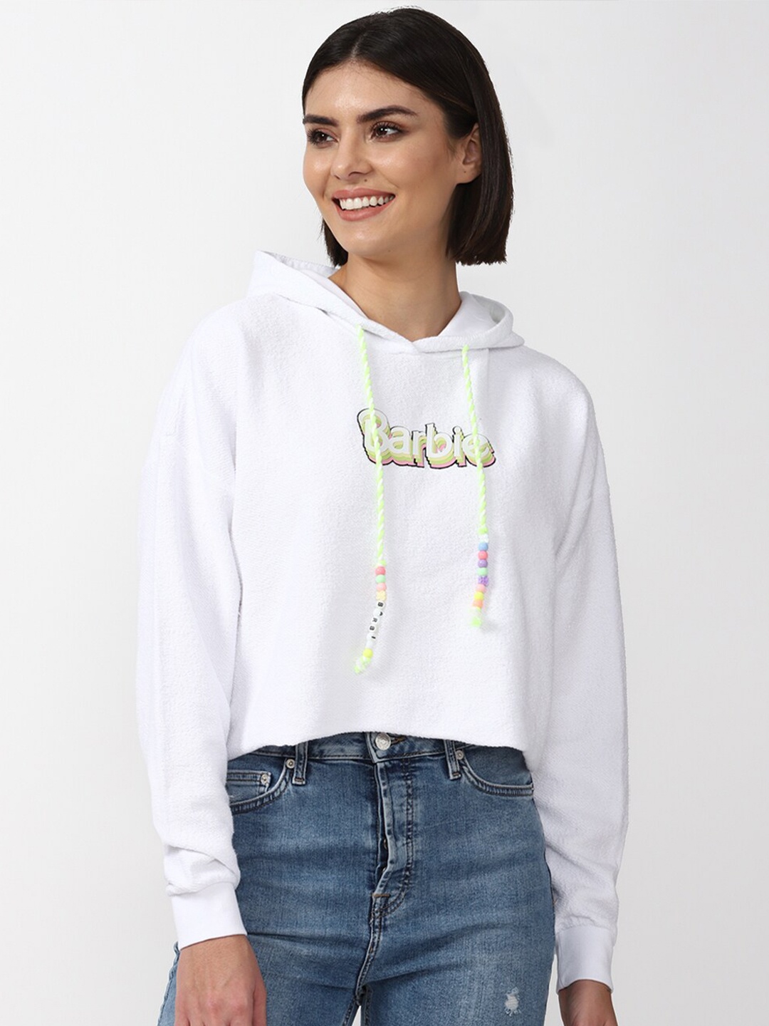 

FOREVER 21 Women Printed Cotton Sweatshirt, White