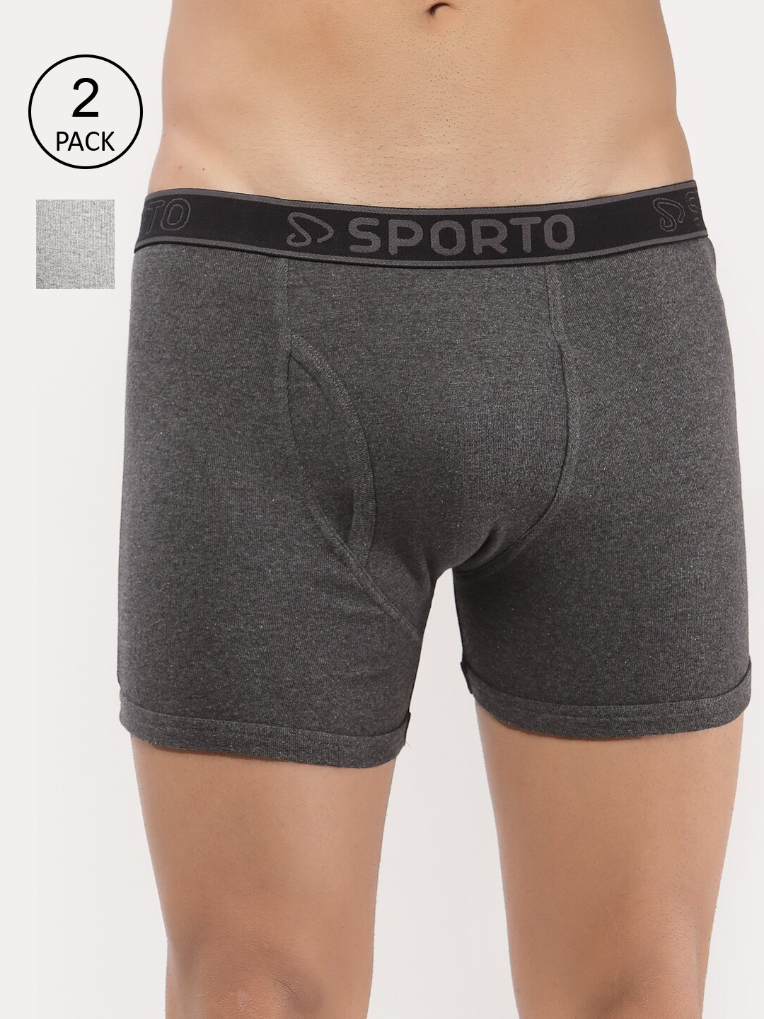 

SPORTO Men Pack Of 2 Solid Trunk, Grey melange