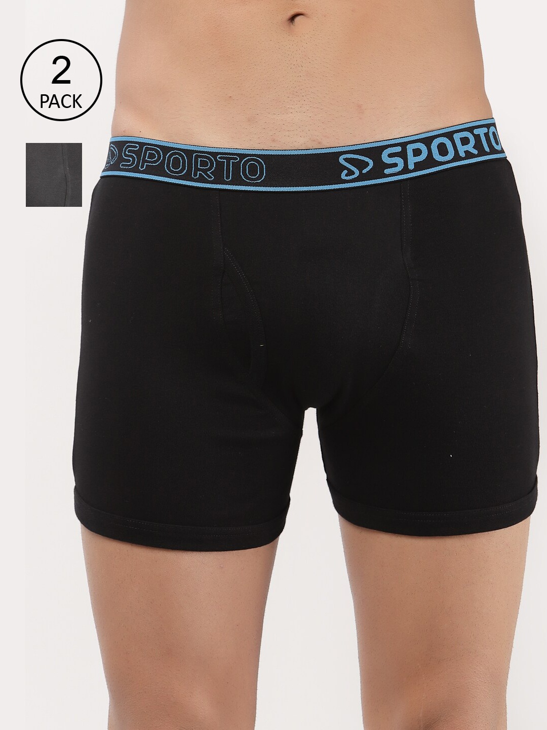 

SPORTO Pack Of 2 Men Black & Grey Solid Trunk