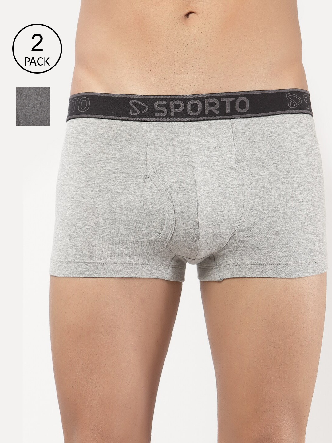 

SPORTO Men Pack Of 2 Grey Melange Solid Trunk